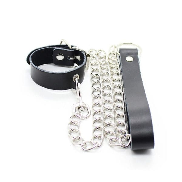 OHMAMA FETISH - PENIS NECKLACE AND LEATHER STRAP WITH METAL CHAIN 4